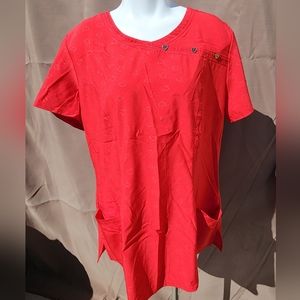 Heart & Soul Red Scrub Top